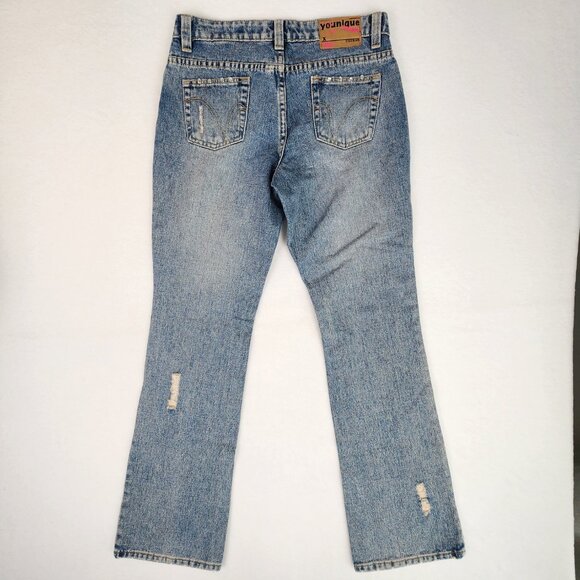 Younique Juniors Distressed Sequin Jeans Size 9 Blue - Picture 3 of 7